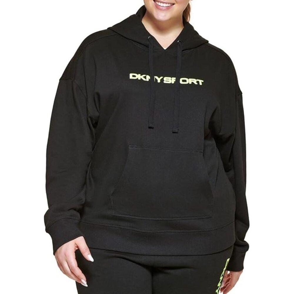 NWoT DKNY Sport Women's French Terry Logo Pullover Hoodie Black Size M $60 6C091